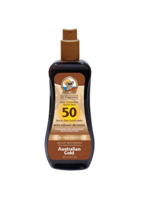 Australian Gold SPF50 Spray Gel Sunscreen BRONZER 237 ml