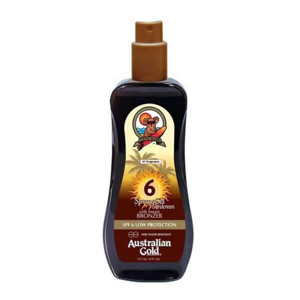 Australian Gold SPF6 Spray Gel Sunscreen BRONZER 237 ml